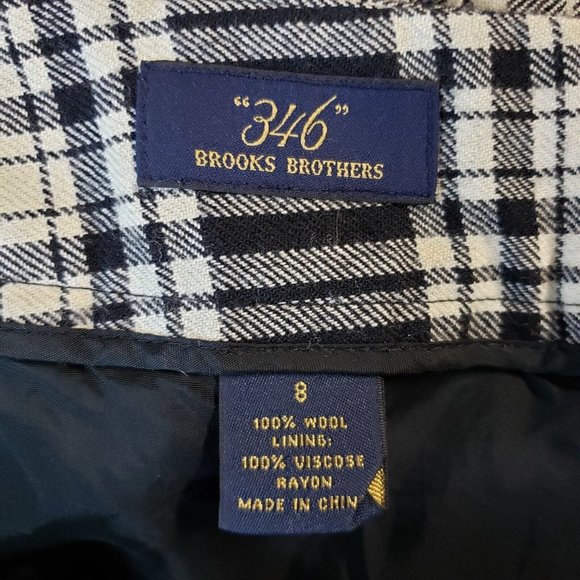Brooks Brothers Womens Skirt Sz 8 Black Plaid Wool Ruffle Hem Lined - Picture 3 of 3